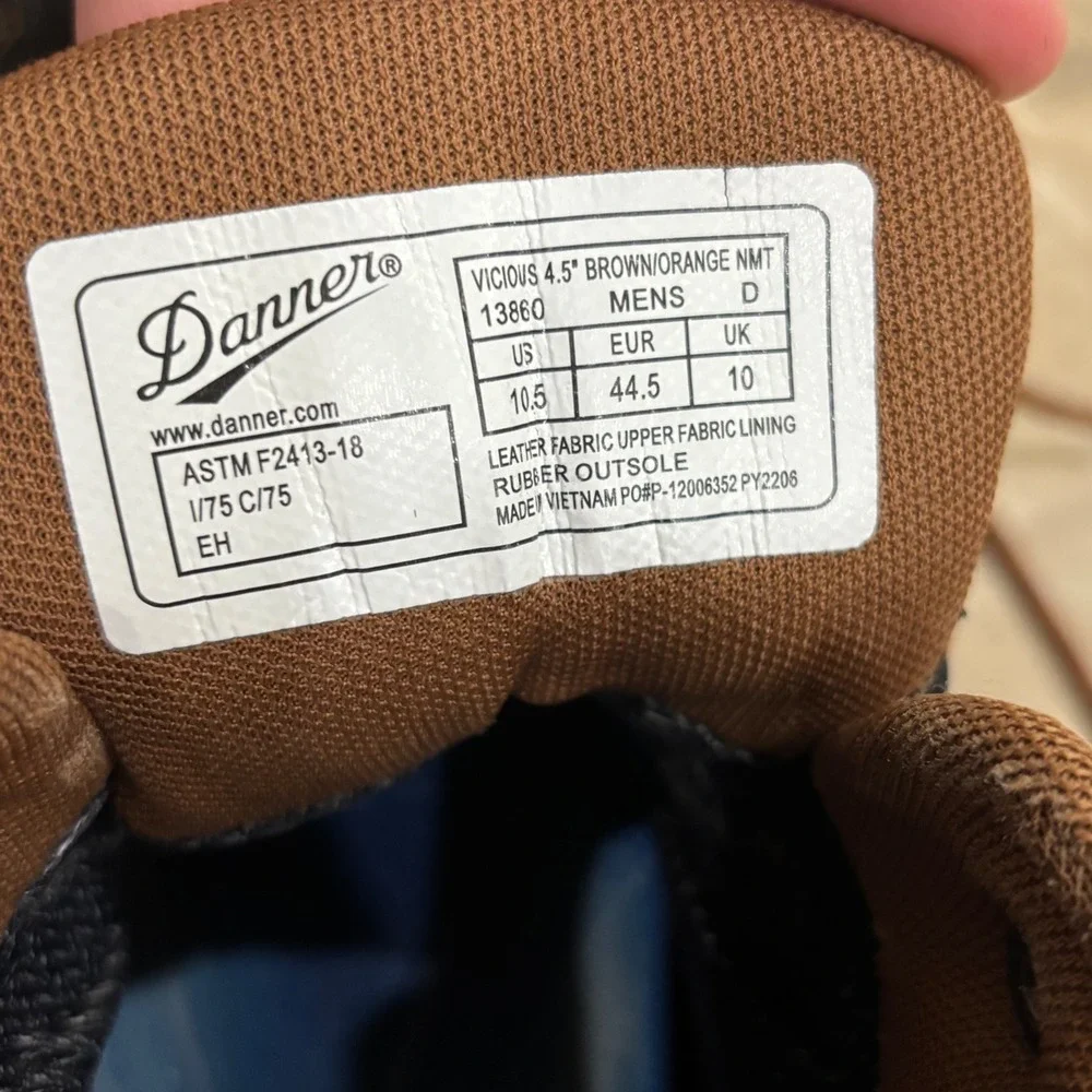 Danner Vicious 4.5 Brown Orange NMT Composite Toe Work Boots 13860 Mens 10.5 D